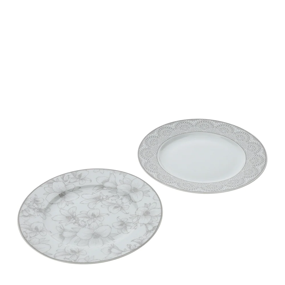 HERVIT Box Set 2 piattini box regalo idea bomboniera porcellana grigio 19,5cm