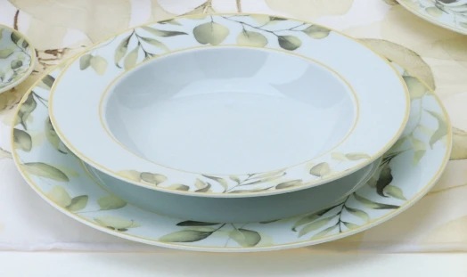 HERVIT Set due piatti fondi giallo floreale porcellana Botanic Ø21.5cm