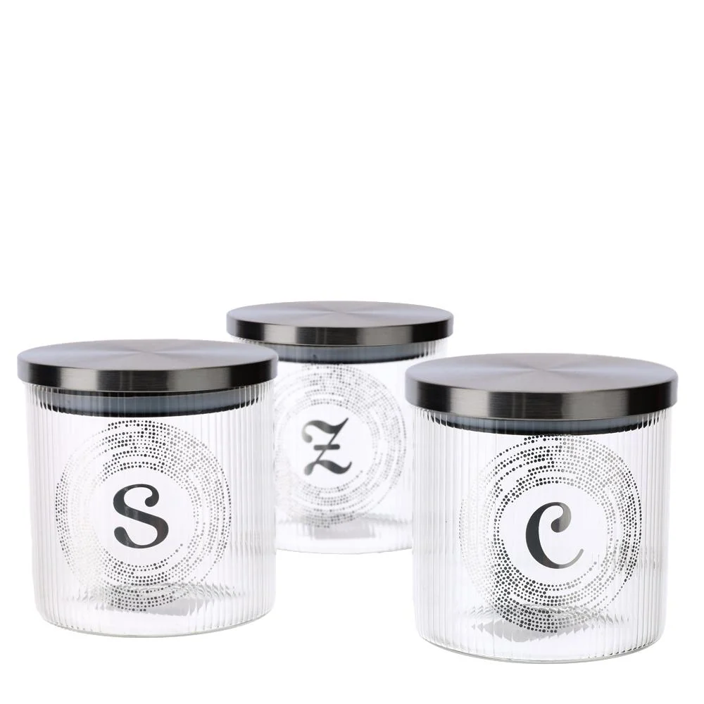 HERVIT - Set 3 Barattoli Vetro Dia.10Xh11Cm