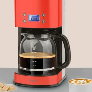 Ⓜ️🔵🔵🔵 H.Koenig MG30 Rossa - Macchina per caffè americano, ROSSA E INOX, vetro e inox, 1,8 litri, display LCD, funzione per...