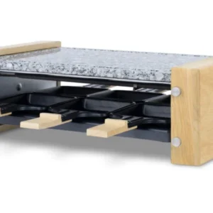 Ⓜ️🔵🔵🔵 H.Koenig WOD6 - Grill e Raclette per 6 persone, 2 1, materiali di alta qualità LEGNO e GRANITO