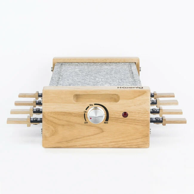 Ⓜ️🔵🔵🔵 H.Koenig WOD8 - Raclette con grill e pietra vero granito per 8 persone, design vero legno, 1200 W