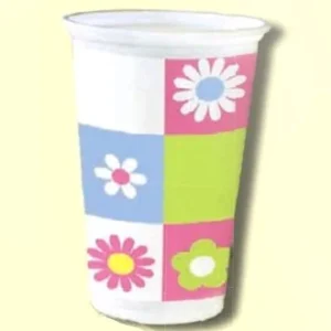 HOSTI - 10 BICCHIERI PLASTICA 0.2l - DECORAZIONE FLOREALE - LINEA "HAVE NICE DAY"