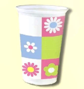 HOSTI - 10 BICCHIERI PLASTICA 0.2l - DECORAZIONE FLOREALE - LINEA "HAVE NICE DAY"