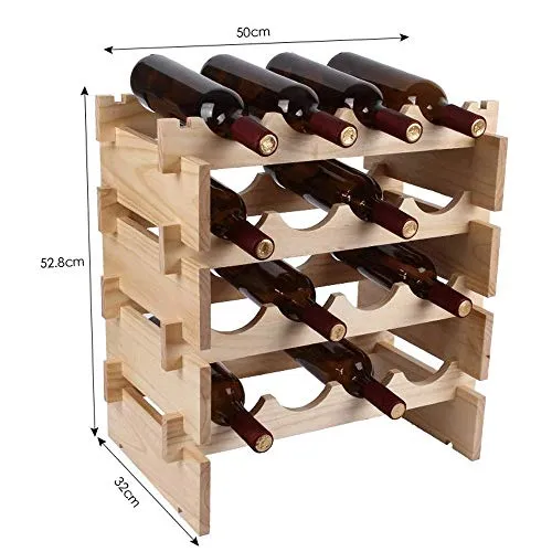 Porta Bottiglie da Vino Scaffale per vino impilabile legno autoportante per barra da tavolo o contatore Design minimalista...