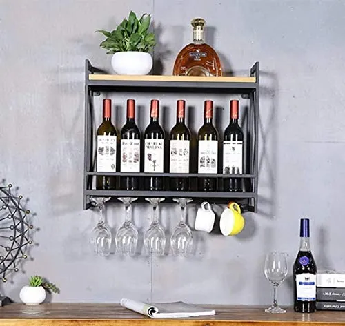 HZWLF Moderno e Minimalista Creativo portabottiglie da Parete Parete armadietto da Vino Ferro battuto Decorativo retrò Leg...