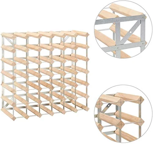 HZWLF Portabottiglie Freestanding 42 Bottiglie 6X7 Portabottiglie Portabottiglie Legno di Pino Massiccio per Bar Cantina C...