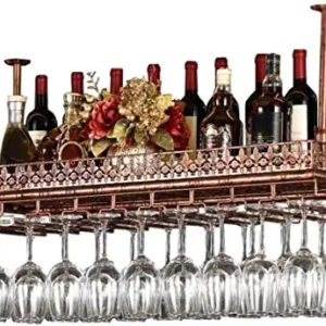 HZWLF Portabottiglie per Vino da soffitto Metallo Portaoggetti per calici da Vino Portabottiglie per Bicchieri, portabicch...
