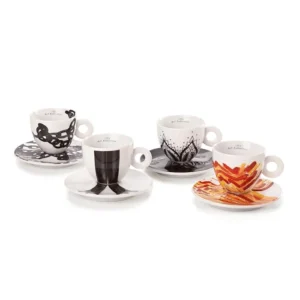 illy 25153 Art Collection, Collezione Genesi 4 Tazze da Cappuccino Numerate e Firmate Monica Bonvicini e Shirin Neshat