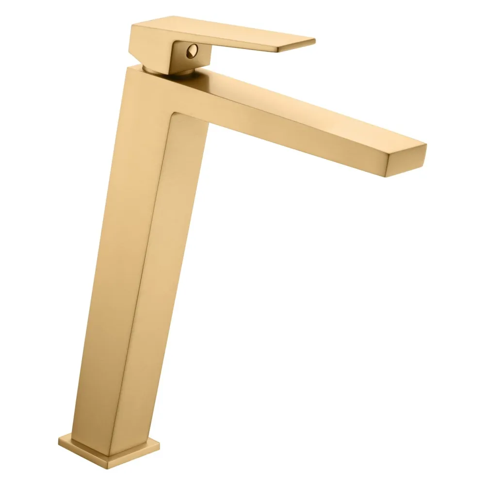 Imex – Rubinetto monocomando alto per lavabo oro spazzolato