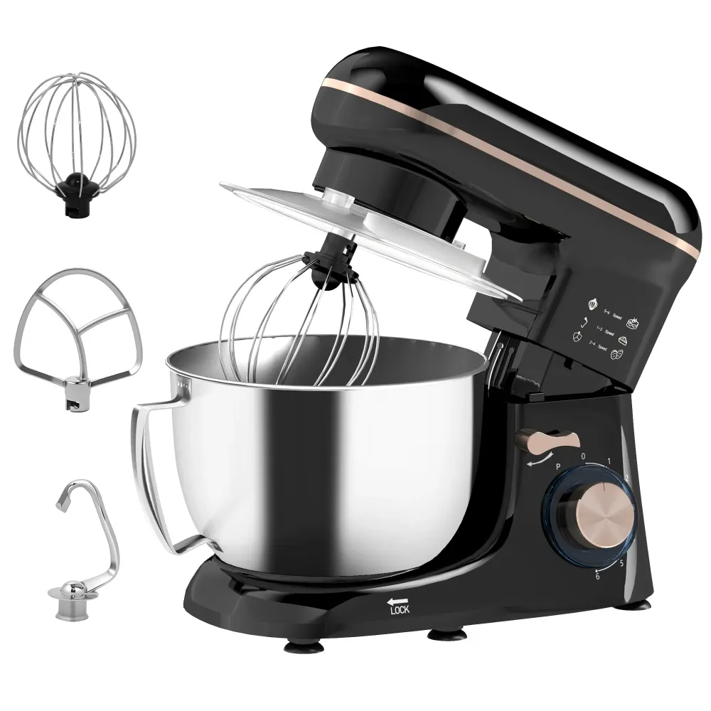 Impastatrice Planetaria da 4.5L 6 Velocità 35x22x29 cm Ciotola Acciaio Inox Nero