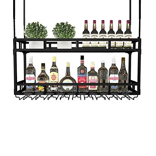 JHGJBJ Hanging cremagliera del Vino del Metallo, cremagliera della Bottiglia di Vino del Ferro Doppio Strato/Appeso cremag...