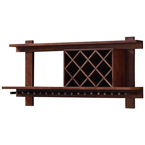 JIUJIA Scaffale Portabottiglie Vino con Porta Bicchieri Integrato per 10 Bottiglie E Portabicchieri 12 Posti, Montaggio Pa...