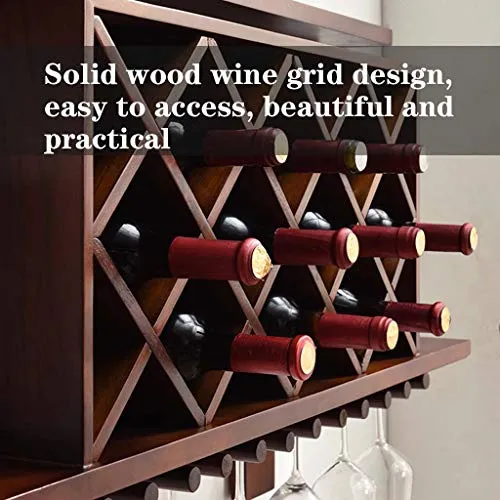 JIUJIA Scaffale Portabottiglie Vino con Porta Bicchieri Integrato per 10 Bottiglie E Portabicchieri 12 Posti, Montaggio Pa...