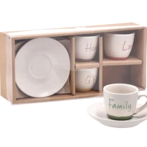 Juna tazzine da caffe' con piattino confezione da 4 pezzi colori assortiti
