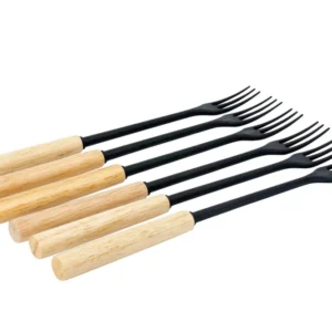 Kadastar Forchetta per fonduta 26 cm, bambù/nylon, 6 pz, nero