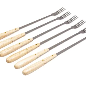 Kadastar Forchette per fonduta 6 pz., 26 cm, acciaio inox 18/0, manico legno di gomma