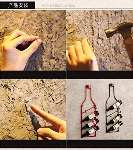 KDMB Contiene 4 Bottiglie di Vino Rastrelliere per Vino Parete Portabottiglie per Vino da Appendere Ripiani Metallo per At...