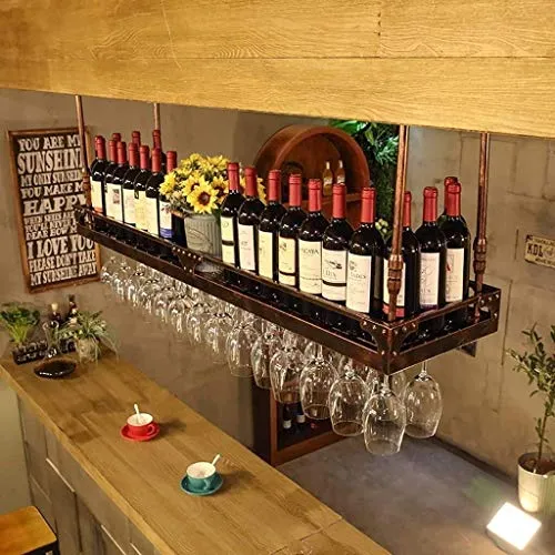 KDMB Portabottiglie da Vino Appeso portabicchieri da Vino Rosso Appeso Testa Giù portabicchieri Facile da installare (Colo...