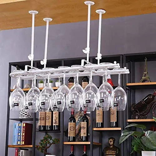 KDMB Soffitto Portabottiglie per Vino Rosso Bar Appeso Portabicchieri Alto Portabottiglie Regolabile Altezza Facile da ins...