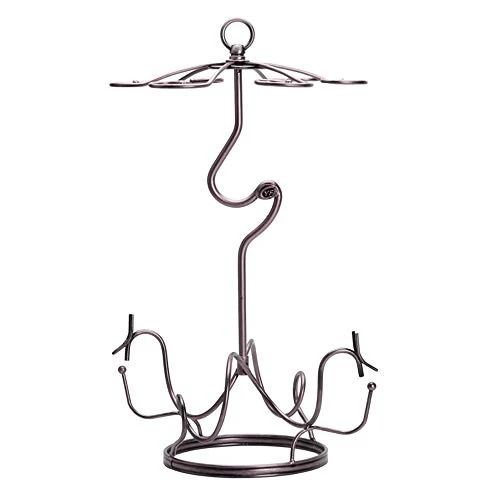 KDOAE Portabici da Tavolo 6 calici di Vetro Rack Supporti Tavolo Vino Bagagli Montanti Bronzo Piccoli Zona Bar con 2 Botti...