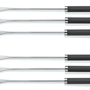 Kela Montana – Forchetta per fonduta 24,5 cm, acciaio inossidabile, nera, set da 6