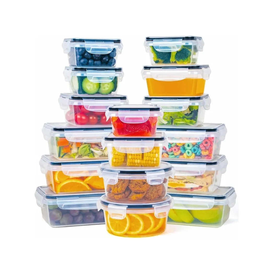 Kit 16 Contenitori Alimentari per Frigo e Dispensa– Chiusura Scatto Sicura