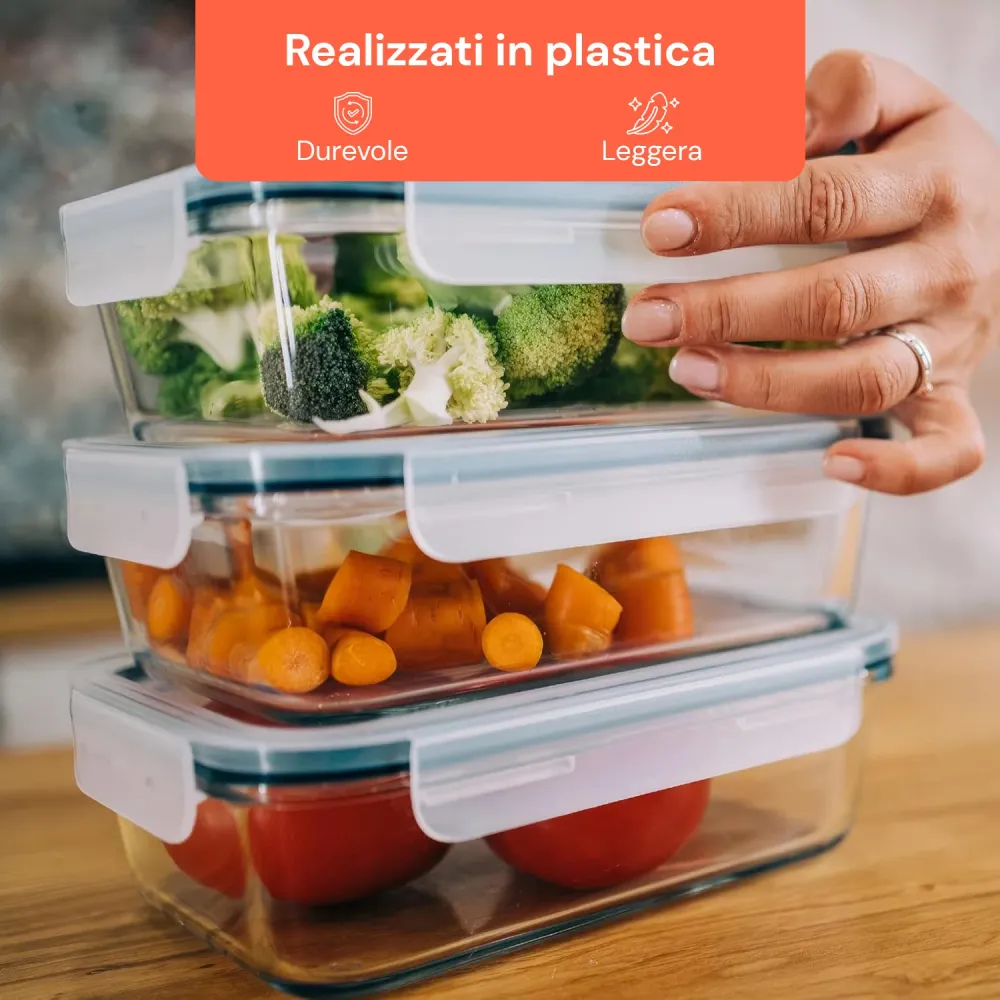 Kit 16 Contenitori Alimentari per Frigo e Dispensa– Chiusura Scatto Sicura