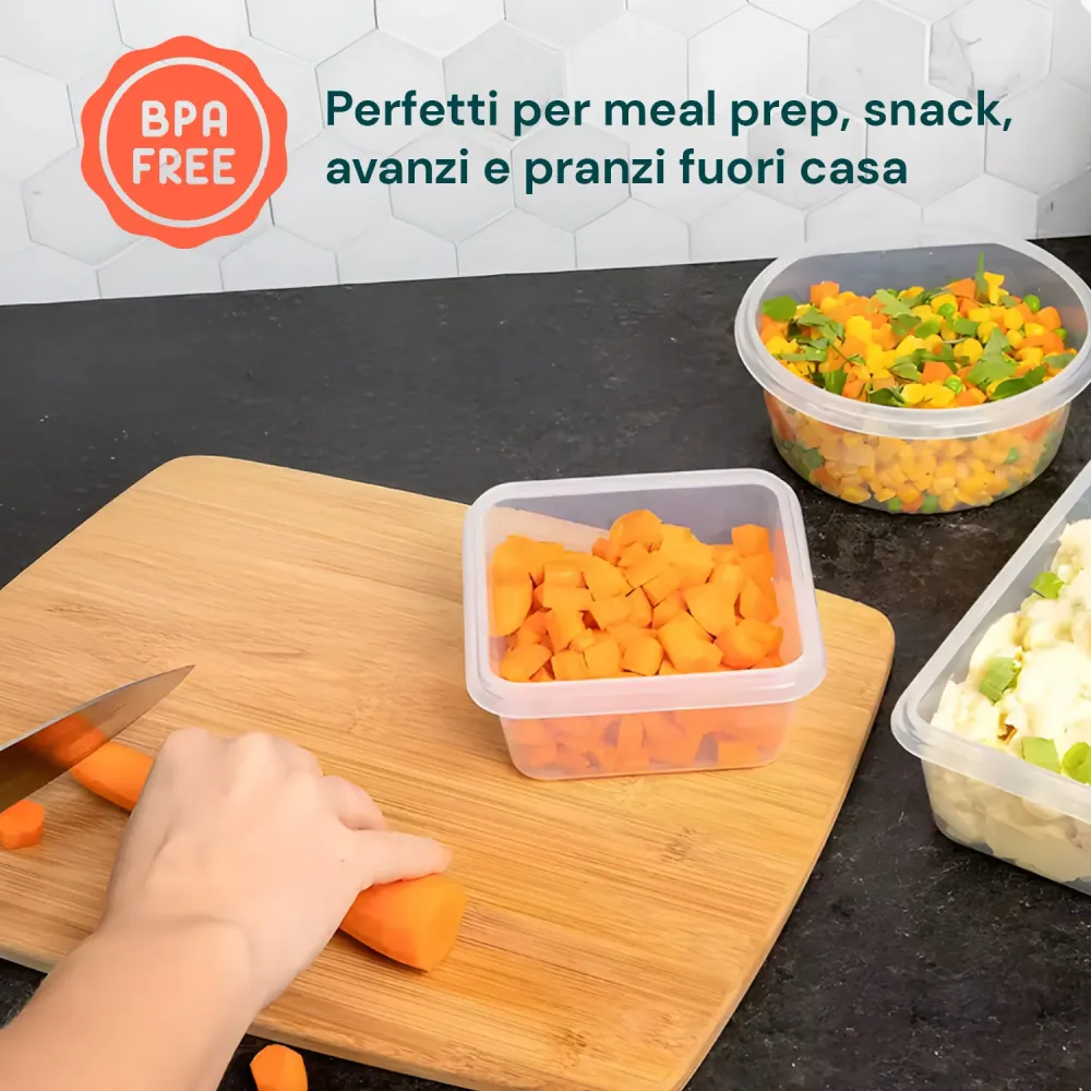 Kit 16 Contenitori Alimentari per Frigo e Dispensa– Chiusura Scatto Sicura