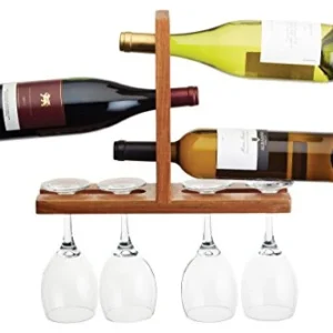 Bar Craft 35 x 26.5 x 10 cm Bottiglia e Bicchiere da Parete Legno di Acacia, Marrone Kitchen Craft