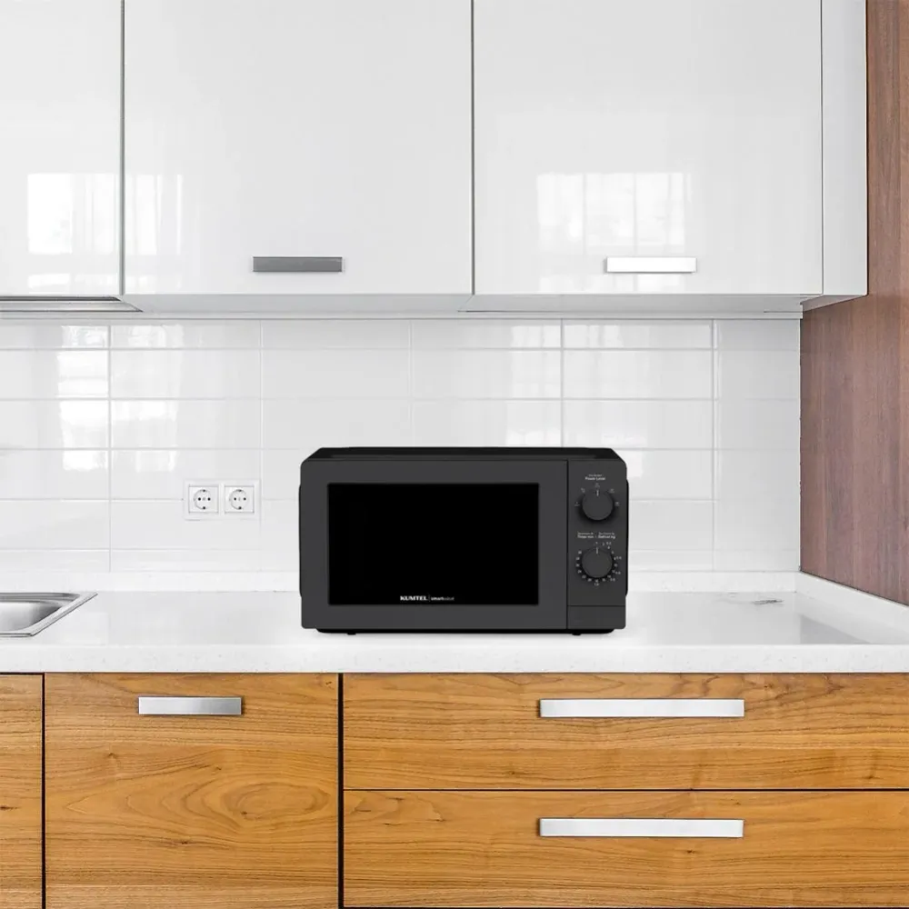 KUMTEL Microonde Nero 20 Litri 700 W 6 Livelli Potenza Funzione Scongelamento