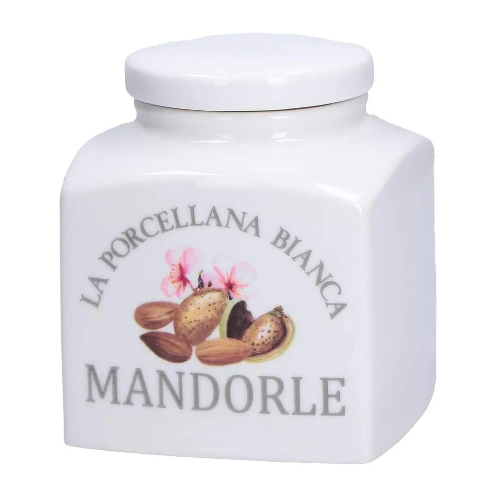 LA PORCELLANA BIANCA Barattolo per mandorle contenitore bianco H11cm