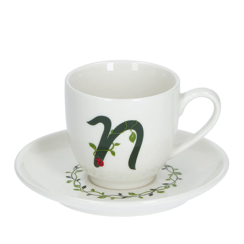 LA PORCELLANA BIANCA Tazzina da caffè con piattino lettera N porcellana "Solo Tua" 90 cc