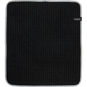 Ladelle Mega Waffle – Tappetino scolapiatti 45 × 41 × 1 cm, Microfibra, Nero