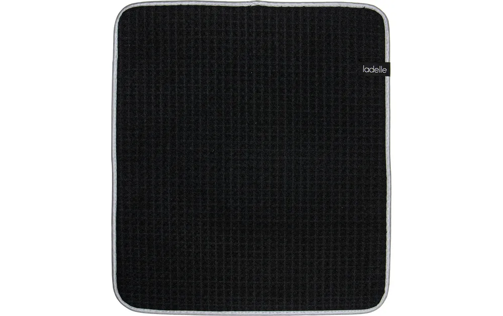 Ladelle Mega Waffle – Tappetino scolapiatti 45 × 41 × 1 cm, Microfibra, Nero