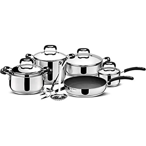 Lagostina Briosa Set per Induzione, Acciaio Inossidabile, Argento, 22 cm, 13 unità