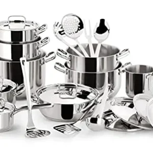 Lagostina Sfiziosa Set di Pentole Induzione, Gas e Forno Acciaio Inox 18/10, 24 Pezzi, Fondo Lagoseal Plus, con 5 Casseruo...