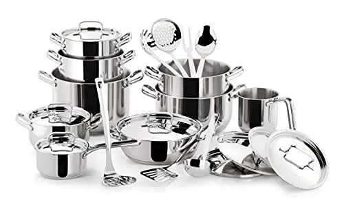 Lagostina Sfiziosa Set di Pentole Induzione, Gas e Forno Acciaio Inox 18/10, 24 Pezzi, Fondo Lagoseal Plus, con 5 Casseruo...
