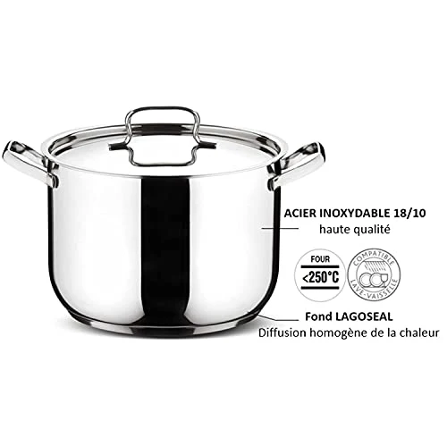 Lagostina Sfiziosa Set di Pentole Induzione, Gas e Forno Acciaio Inox 18/10, 24 Pezzi, Fondo Lagoseal Plus, con 5 Casseruo...