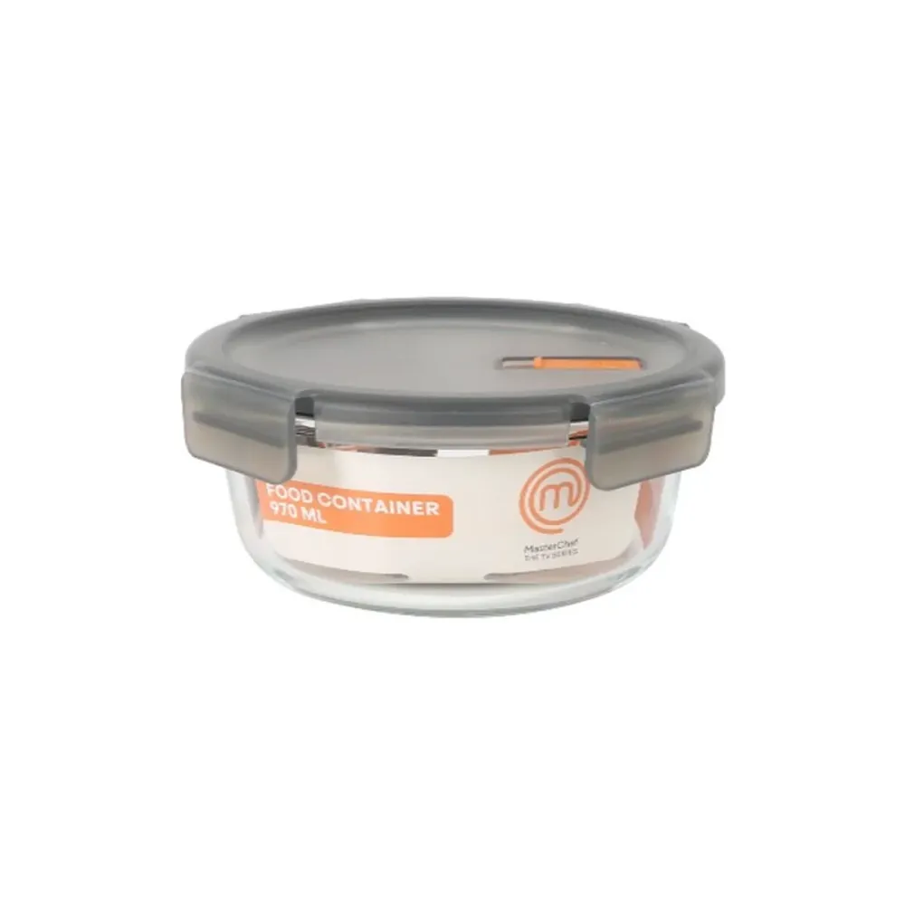 Lancheira Hermética MasterChef Cinzento Transparente Redonda 970 ml (6 Unidades)