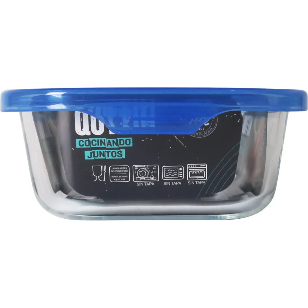 Lancheira Hermética Quttin Azul Transparente Retangular 600 ml (6 Unidades)