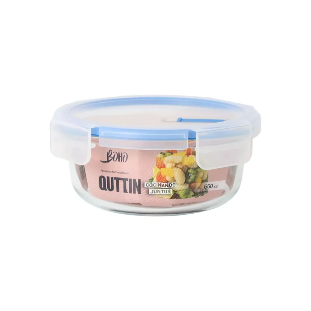 Lancheira Hermética Quttin Boho Transparente 650 ml (6 Unidades)