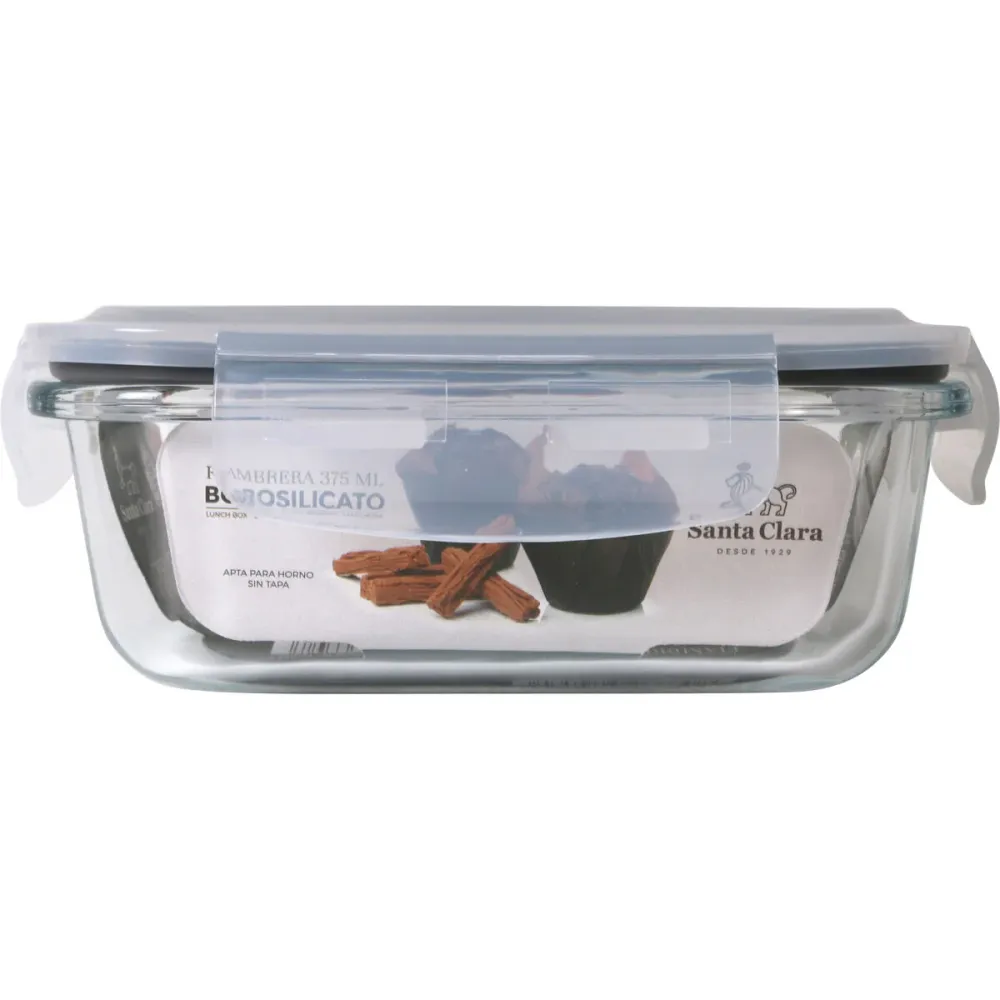Lancheira Hermética Santa Clara Transparente Retangular 375 ml (12 Unidades)