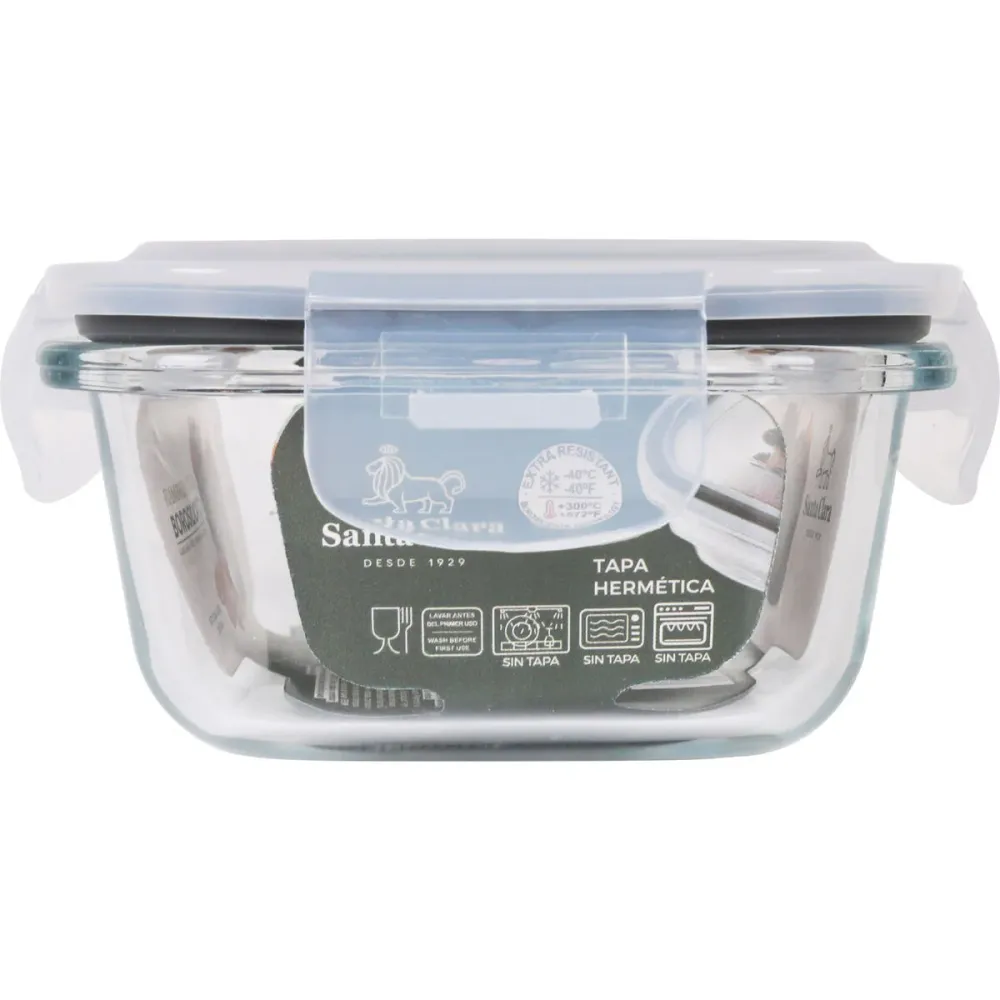 Lancheira Hermética Santa Clara Transparente Retangular 375 ml (12 Unidades)