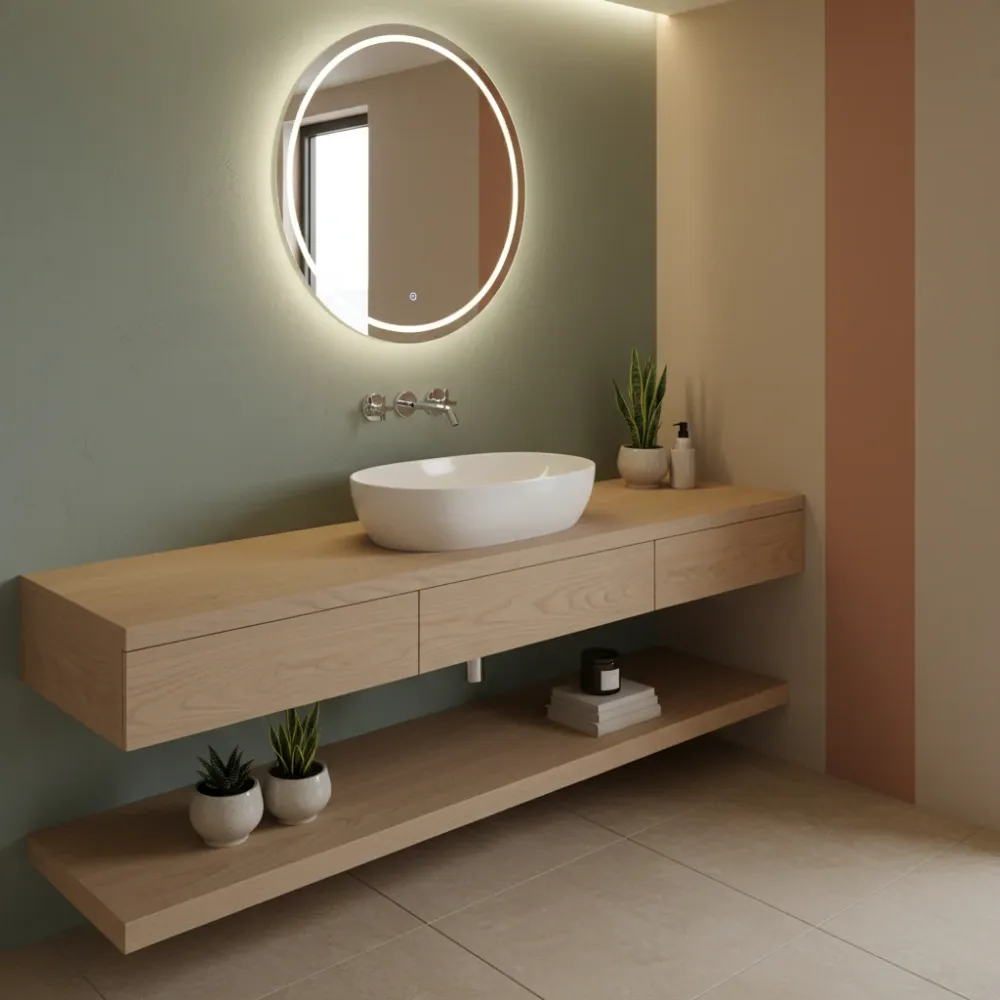 Lavabo da Appoggio modello Elegance 60x40 Ceramica Azzurra con bordo sottile