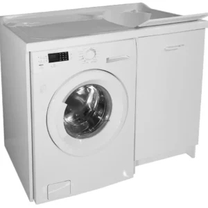 Lavatoio e Coprilavatrice 109x60x89cm Asse Termoplastico Montegrappa Edilla Bianco Destro con Cesto