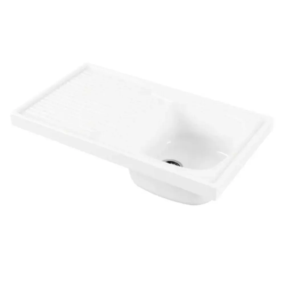 Lavello cucina 80x45 Ceramica Bianca con una vasca e gocciolatoio reversibile