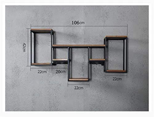LHQ-HQ cremagliera del Vino della Parete Ferro battuto Bar |Supporto di Vetro di Vino di Legno |Stand Vino |Portabicchieri...