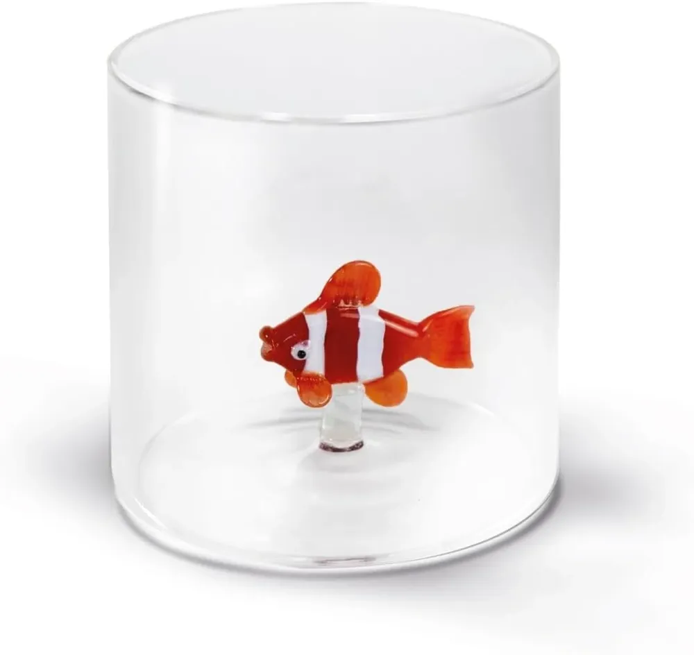 WD Lifestyle - Bicchiere Vetro Borosilicato Pesce Pagliaccio