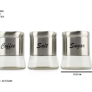 Linea home barattoli vetro/arg 3pz bv001